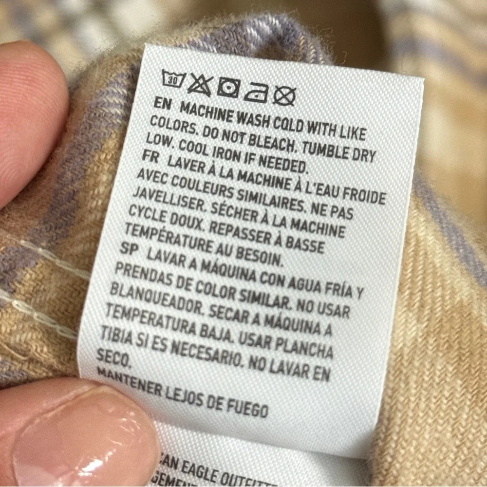 American Eagle Men’s XXXL Super Soft Tan 100% Cotton Plaid Flannel Shirt